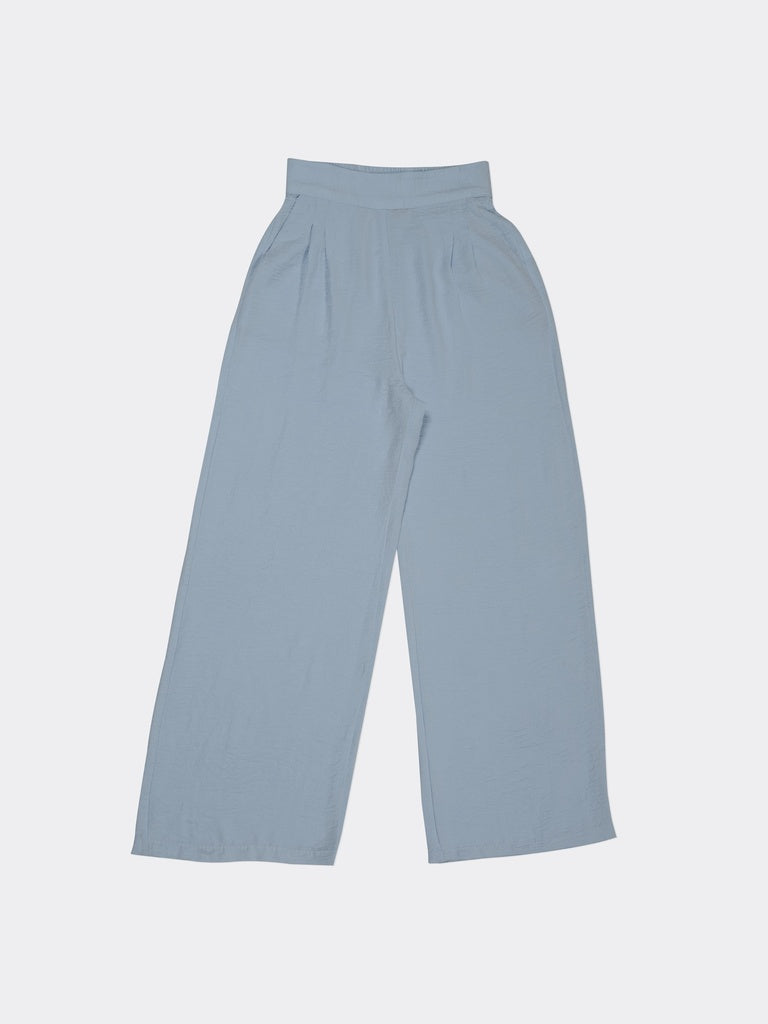 Wardrobe Light Blue Crinkle-Textured High-Rise Trousers