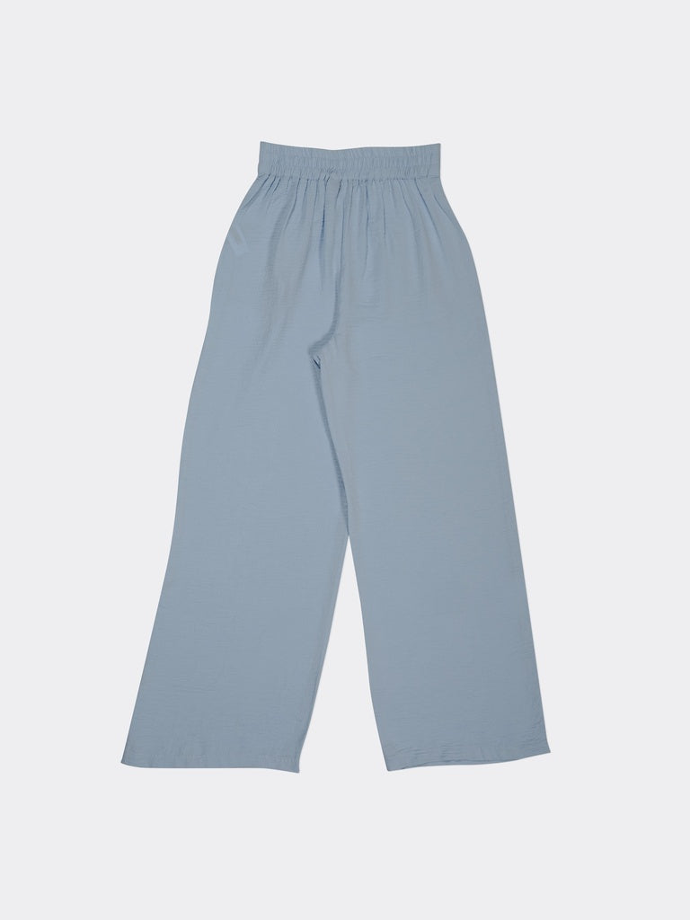 Wardrobe Light Blue Crinkle-Textured High-Rise Trousers