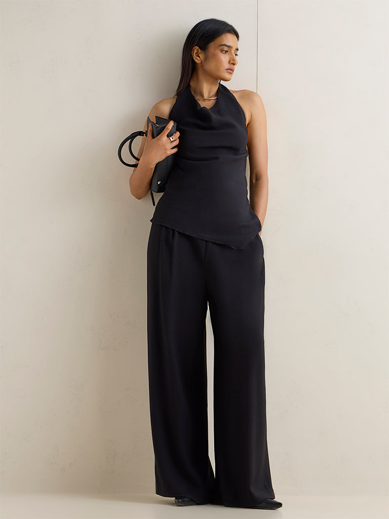 Wardrobe Black Solid High-Rise Trousers