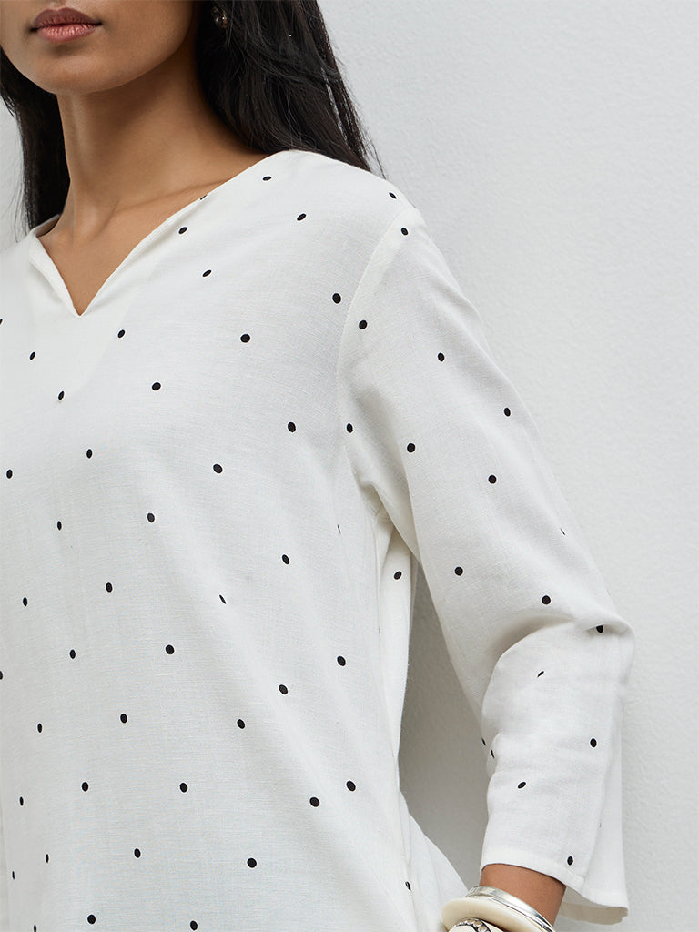 Utsa Off-White Floral Printed A-Line Kurta
