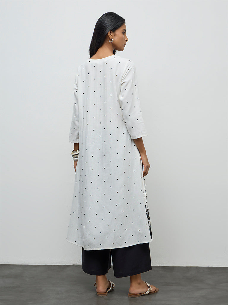 Utsa Off-White Floral Printed A-Line Kurta