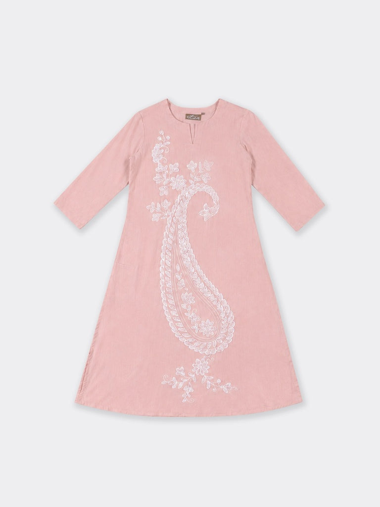 Utsa Off-White Floral Printed Cotton-Blend A-Line Kurta
