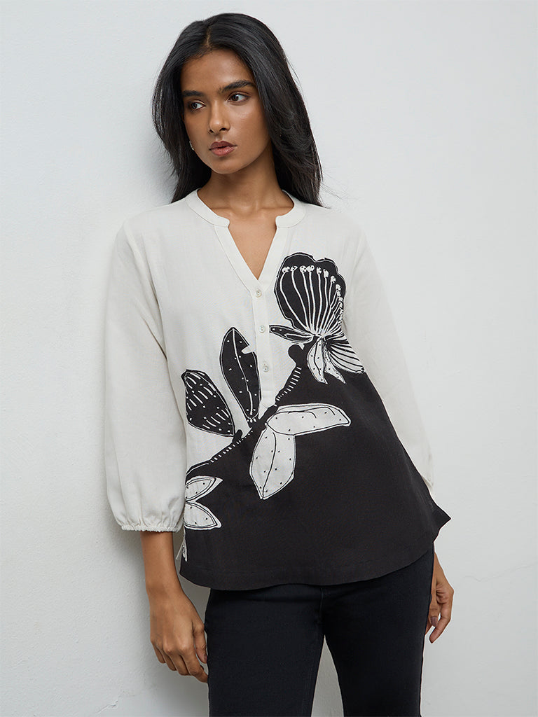 Utsa Off-White Floral Printed Tunic