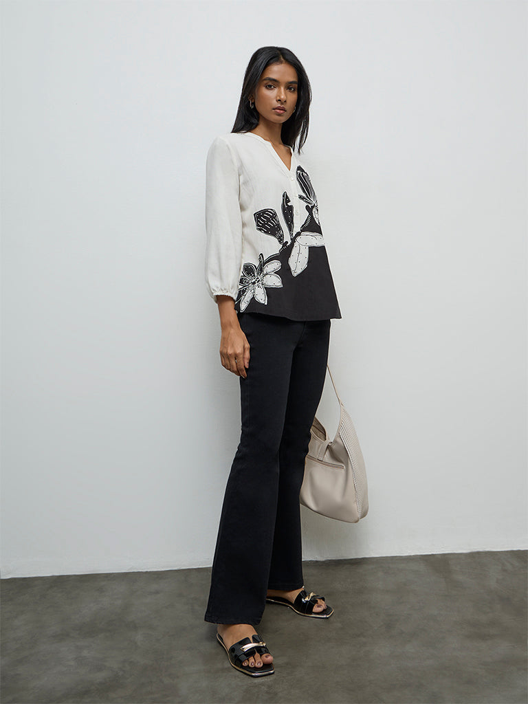 Utsa Off-White Floral Printed Tunic