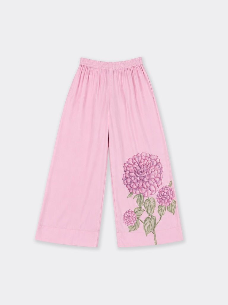 Utsa Pink Floral Design Pants