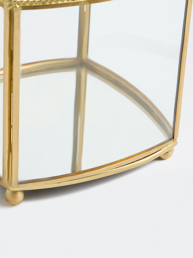 Westside Home Gold Metal Detailed Glass Lantern - Small
