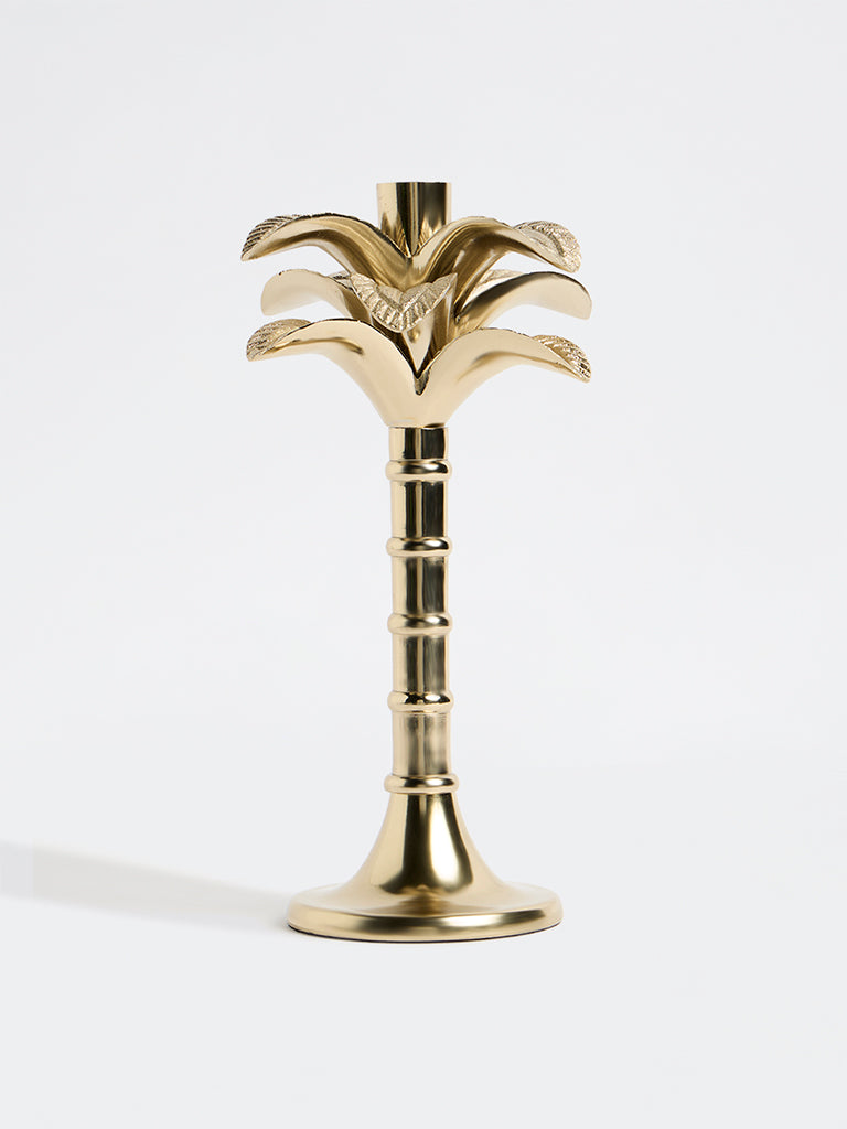 Westside Home Gold Palm Tree Candle Holder