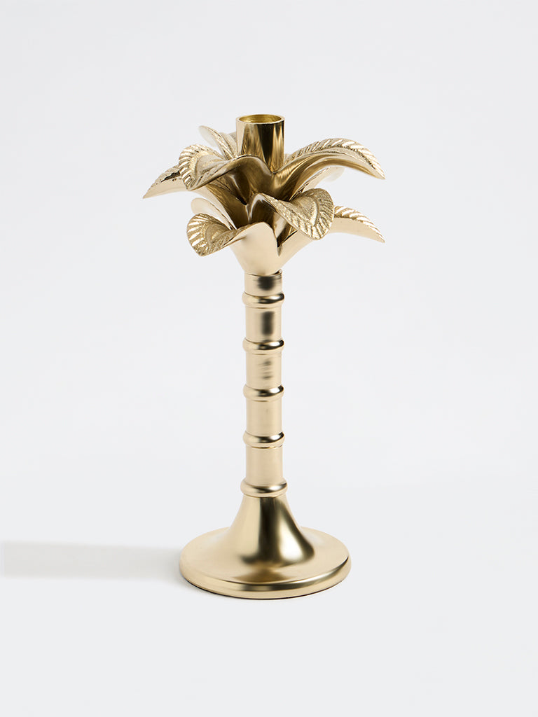 Westside Home Gold Palm Tree Candle Holder