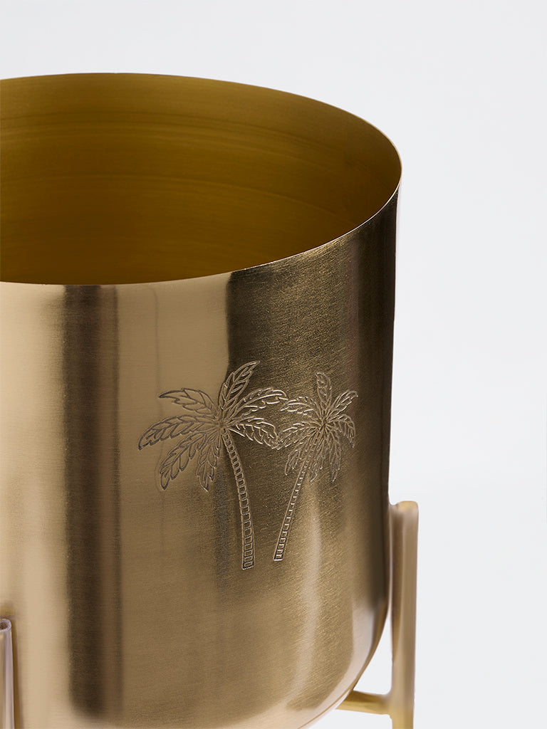 Westside Home Gold Palm Tree Design Metal Planter with Stand