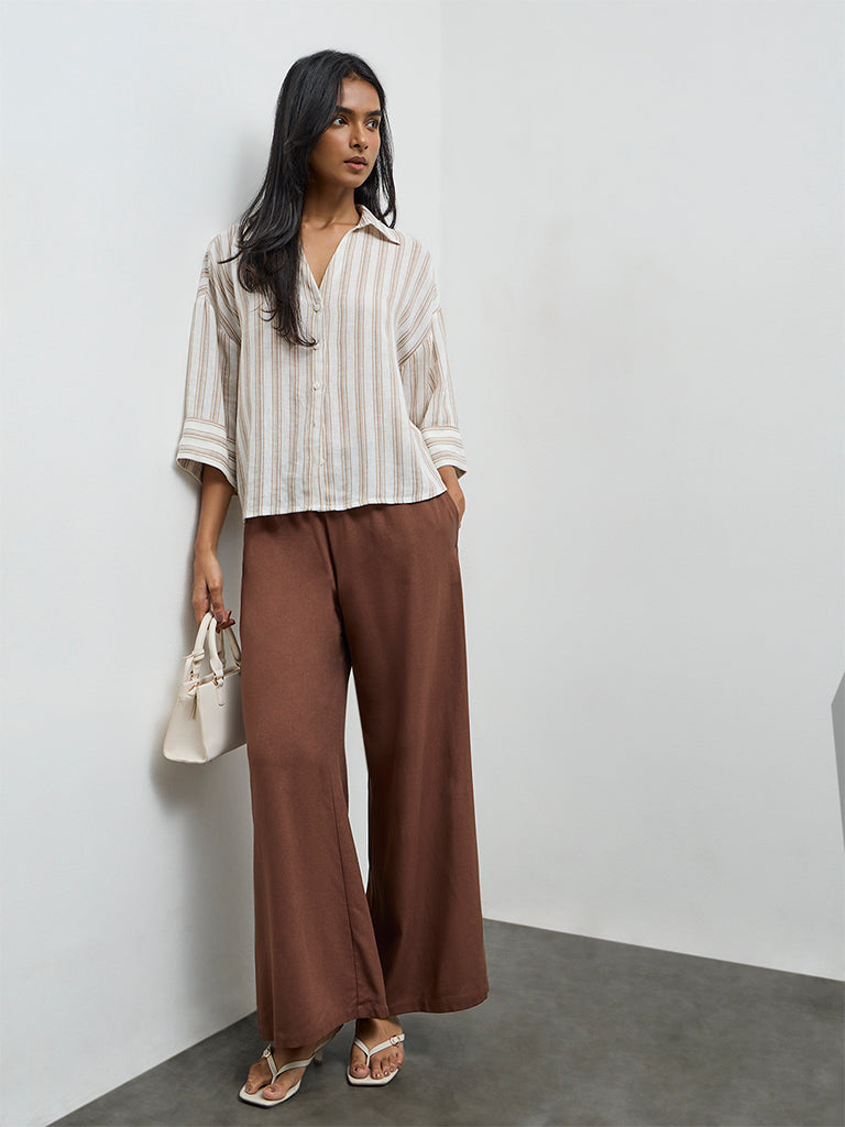 LOV Dark Brown High-Rise Pants