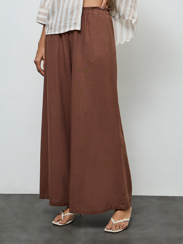 LOV Dark Brown High-Rise Pants