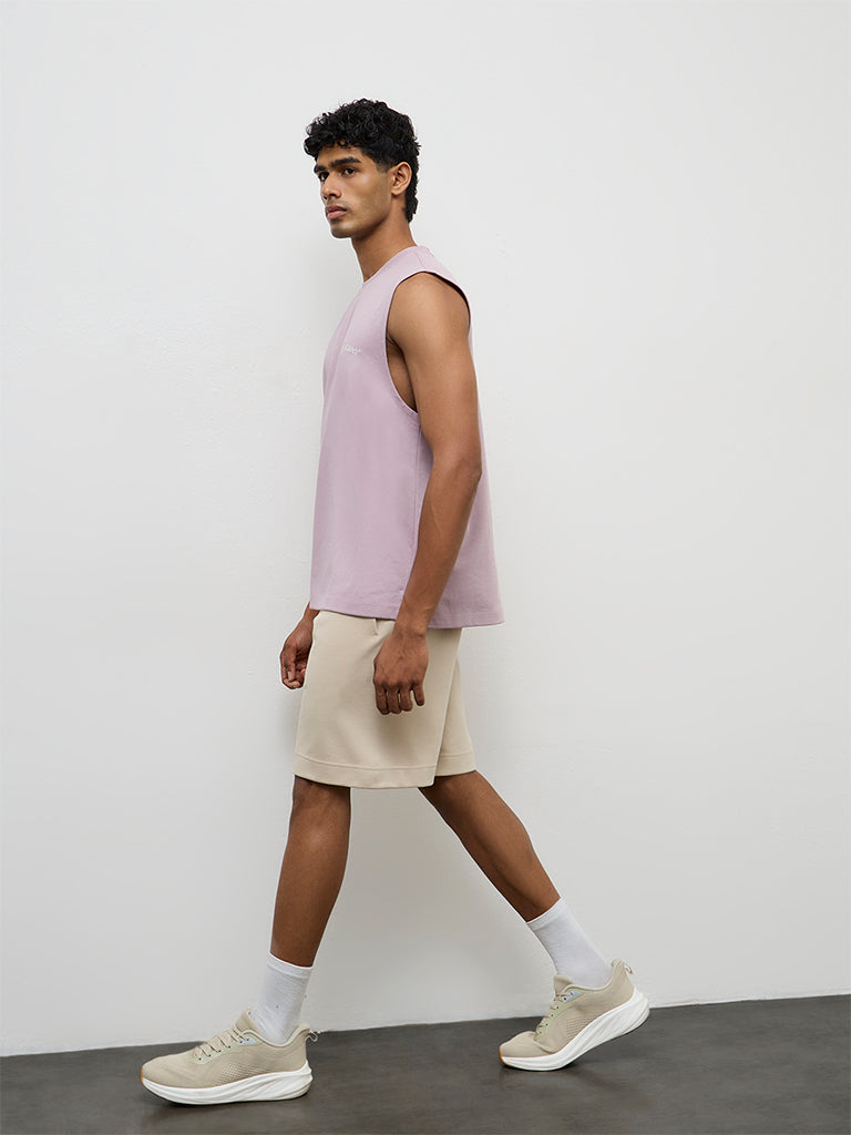 Nuoflexx Mauve Text-Detailed Relaxed-Fit T-Shirt