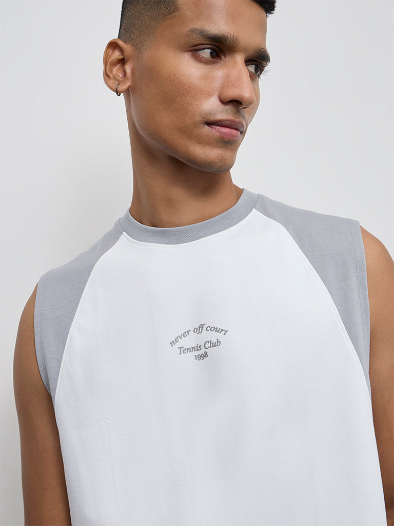 Nuoflexx Off-White Colour-Blocked Relaxed-Fit Cotton-Blend T-Shirt