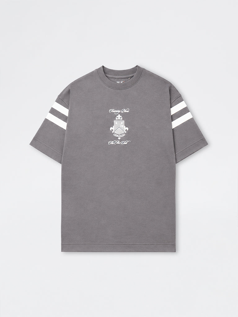 Nuoflexx Dark Grey Text-Printed Relaxed-Fit T-Shirt