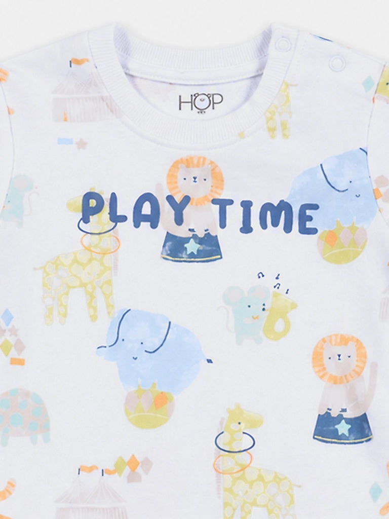 HOP Baby Boys Multicolor Animal Printed Cotton T-Shirt and Shorts Set
