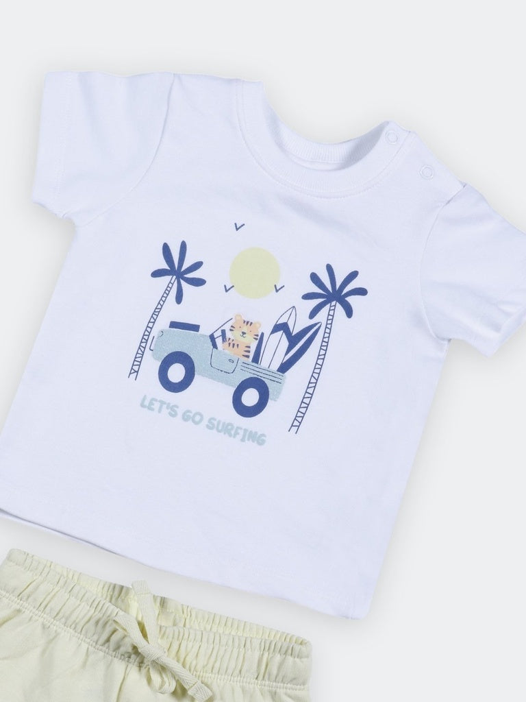 HOP Baby Girls Multicolor Printed Cotton T-Shirt and Shorts Set