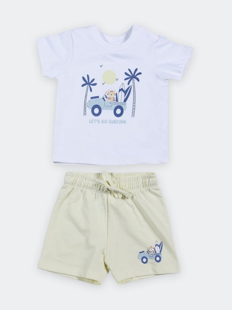 HOP Baby Girls Multicolor Printed Cotton T-Shirt and Shorts Set