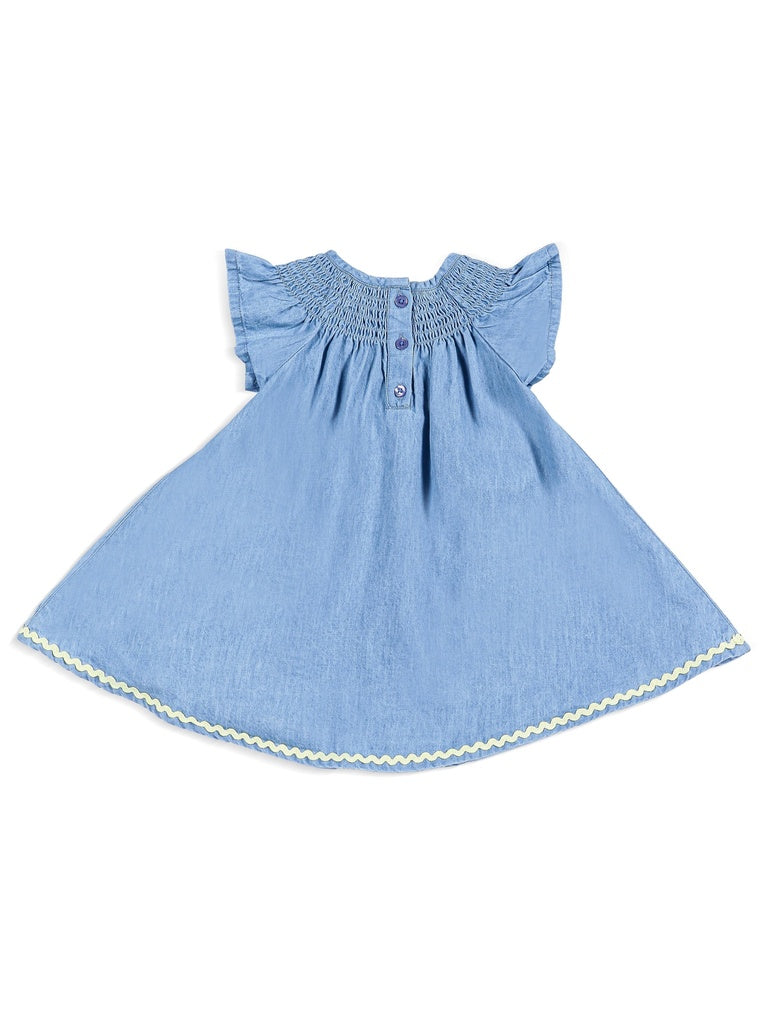 HOP Baby Girls Blue Denim A-Line Dress