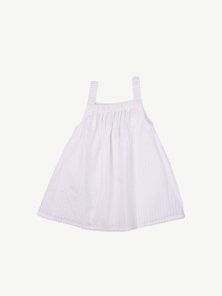 HOP Baby Girls White Embroidered Cotton Dress
