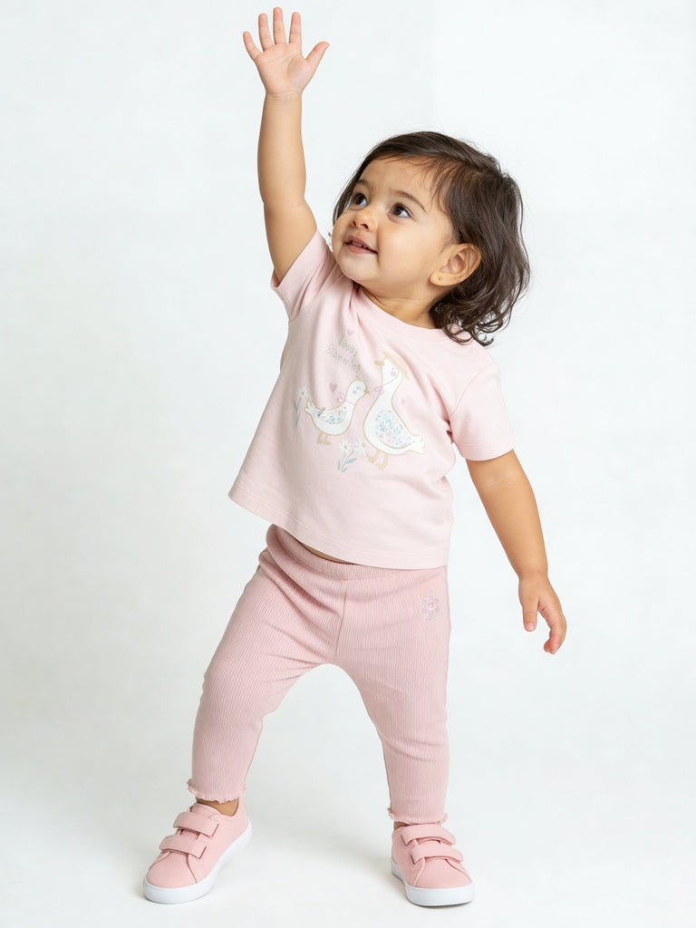 HOP Baby Girls Multi-Colored Printed Cotton-Blend Leggings Pack