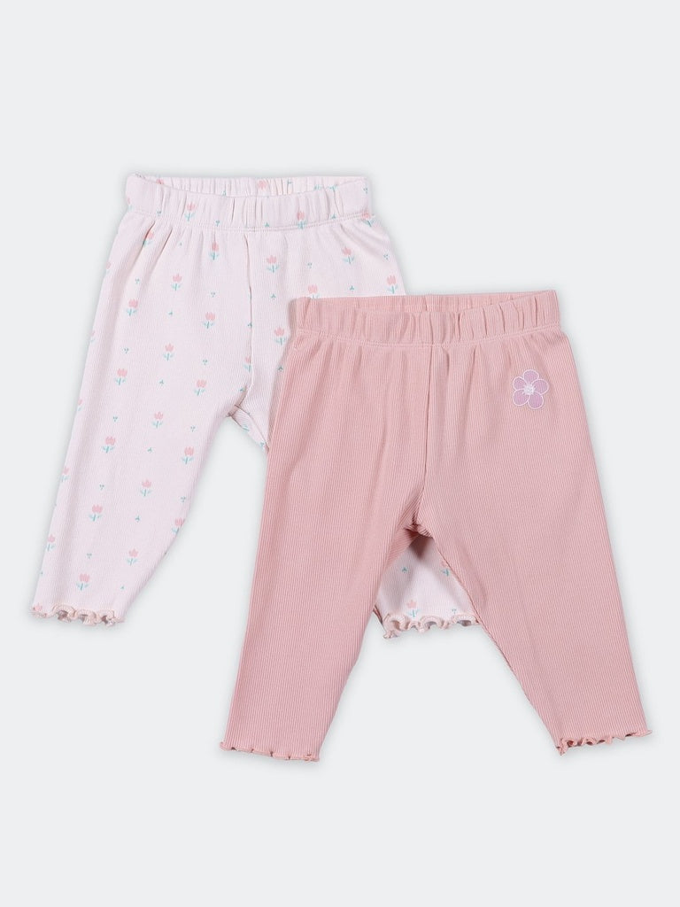 HOP Baby Girls Multi-Colored Printed Cotton-Blend Leggings Pack