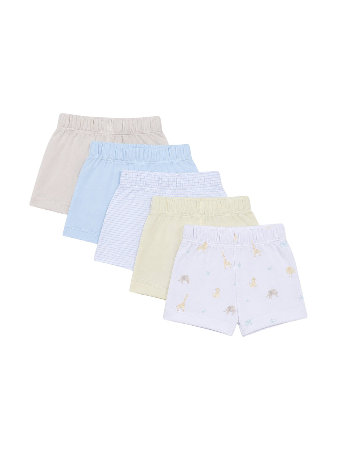 HOP Baby Boys Multicolor Cotton Shorts - Pack of 5