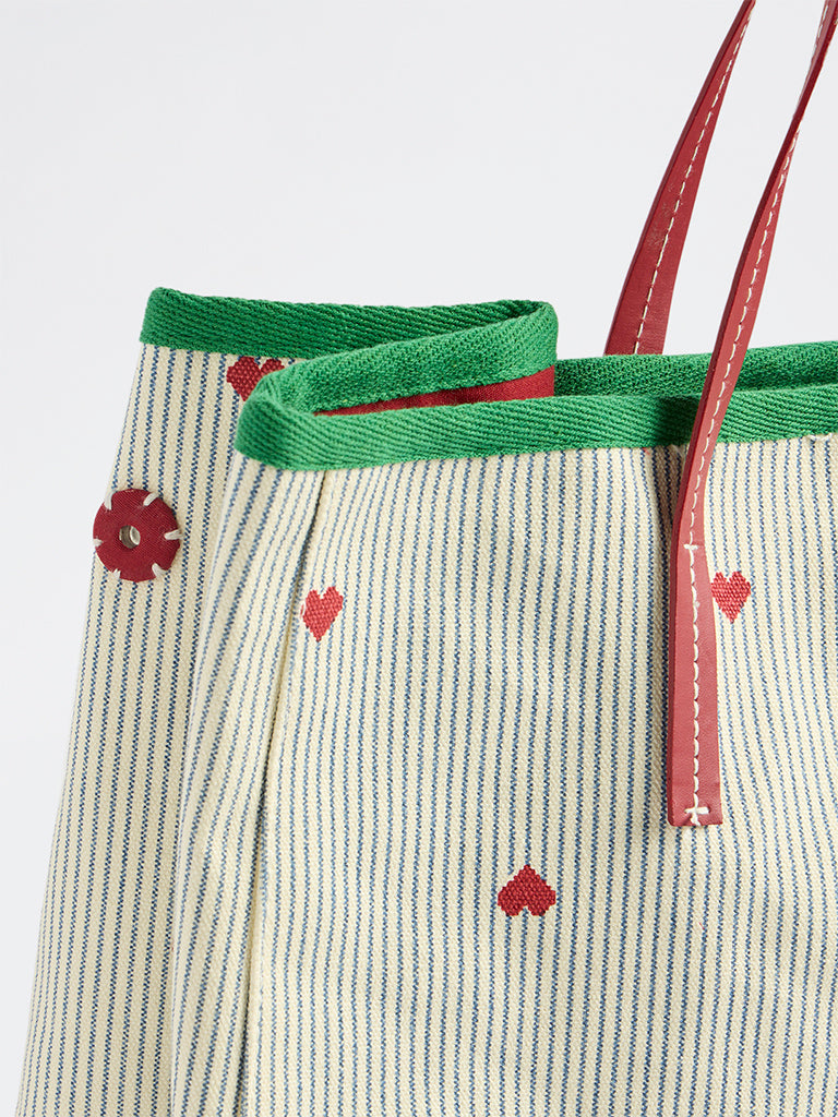 Westside Green Stripe-Printed Tote Bag