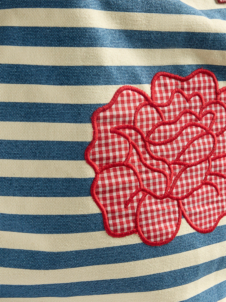 Westside Blue Stripe-Pattern Tote Bag