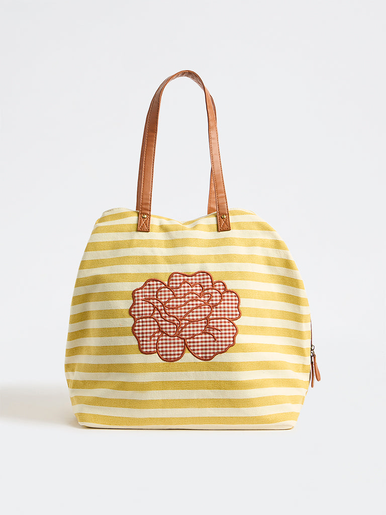 Westside Yellow Stripe-Pattern Tote Bag