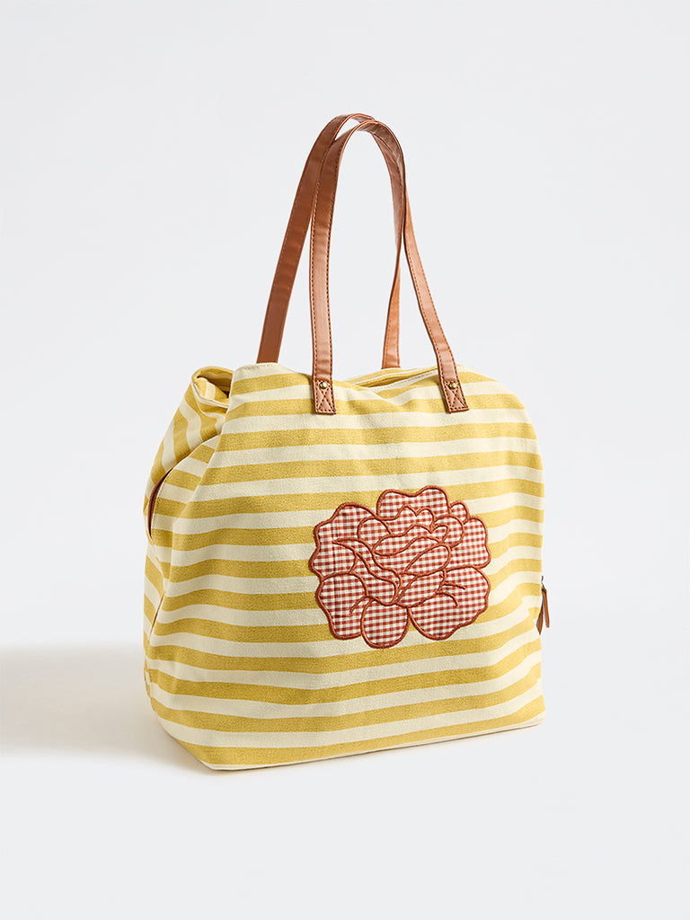 Westside Yellow Stripe-Pattern Tote Bag