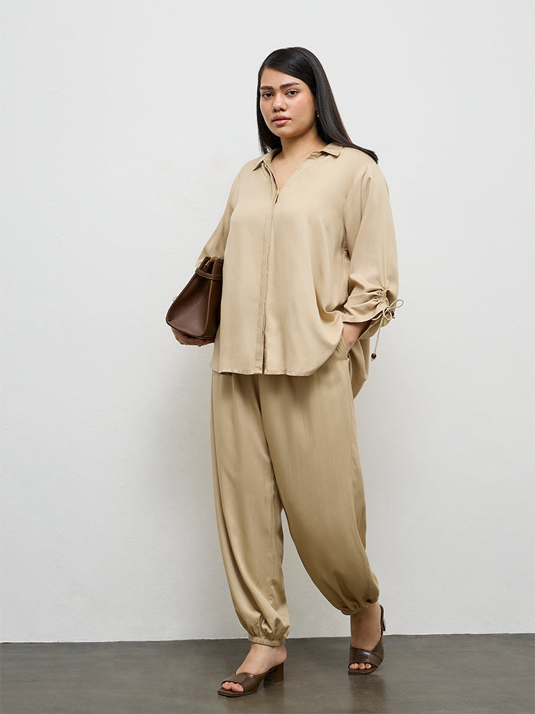 Gia Beige Solid Shirt
