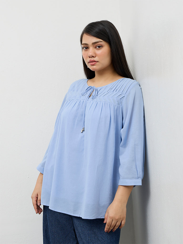 Gia Blue Solid Top
