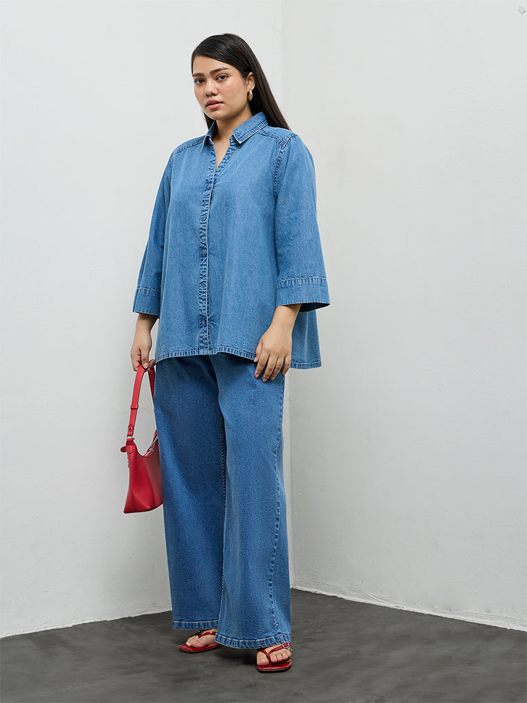 Gia Light Blue Washed Denim Shirt