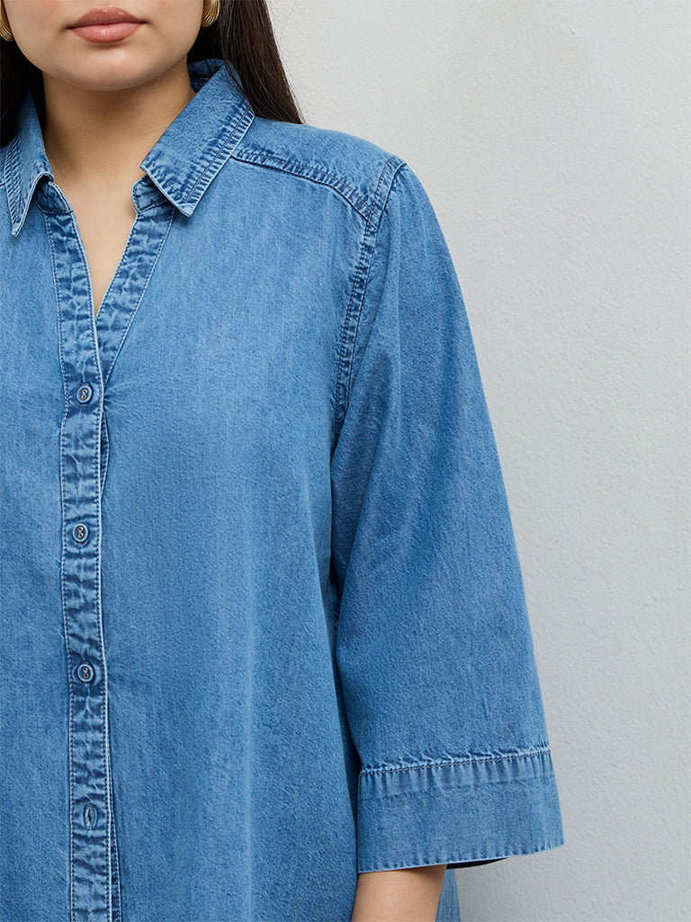 Gia Light Blue Washed Denim Shirt