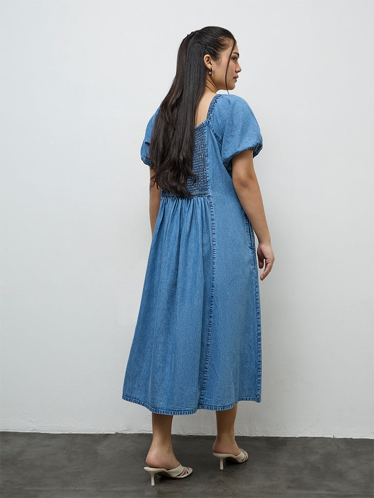 Gia Light Blue Denim A-Line Dress