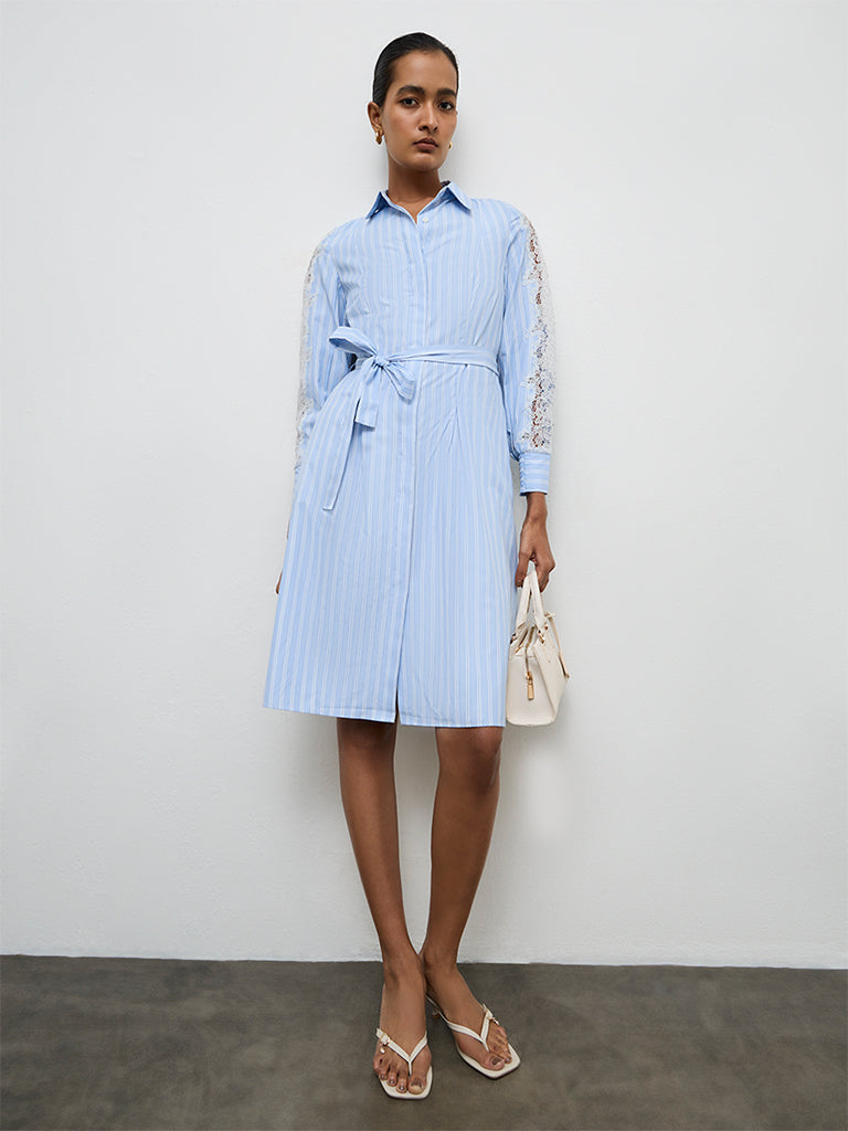 Wardrobe Blue Striped Shirt Dress