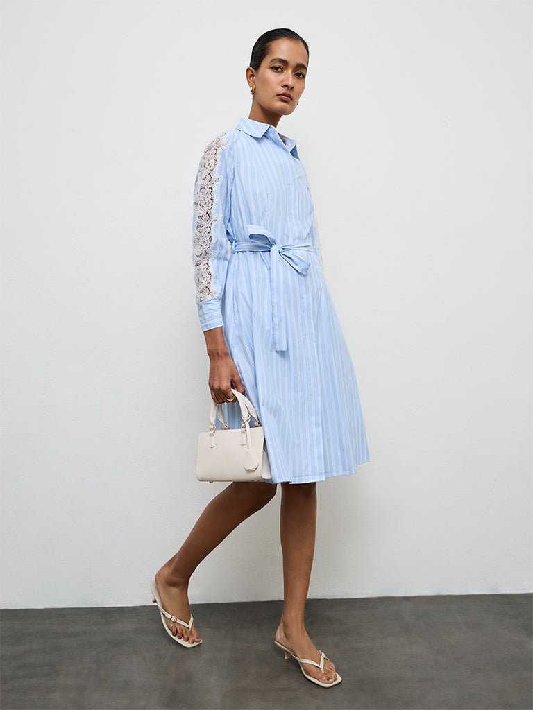 Wardrobe Blue Striped Shirt Dress