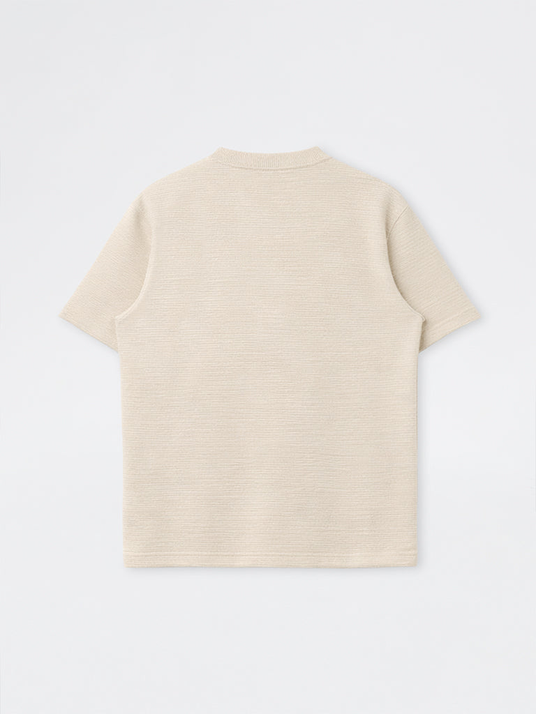 ETA Cream Textured Relaxed-Fit Cotton-Blend T-Shirt