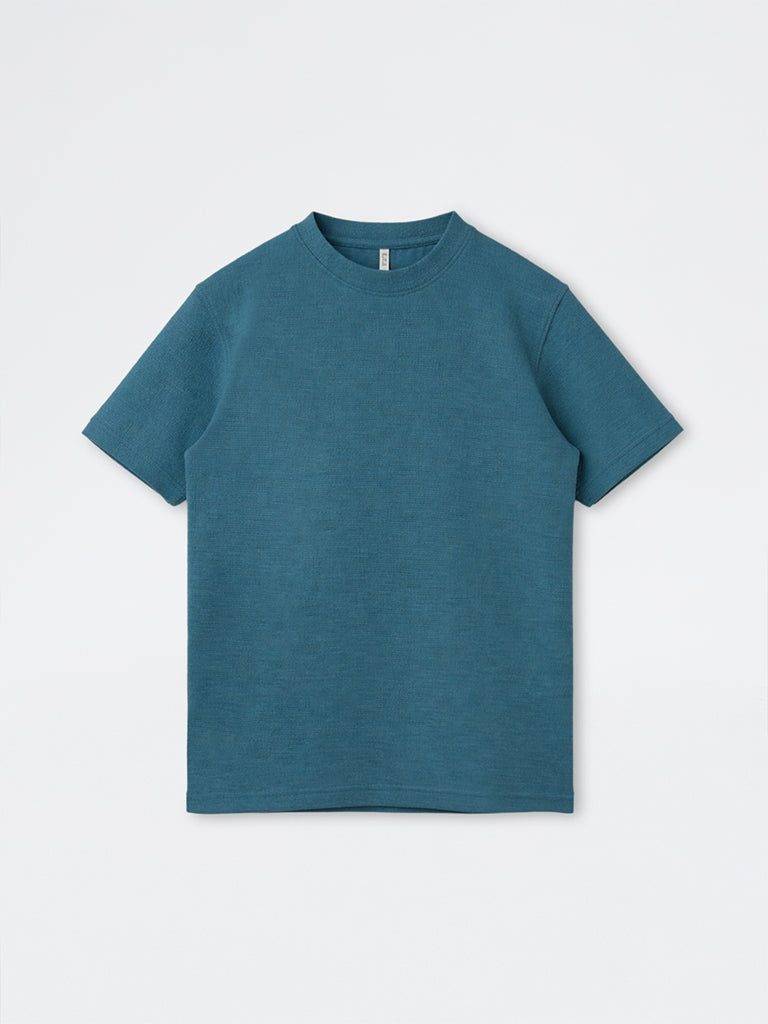 ETA Teal Textured Relaxed-Fit Cotton-Blend T-Shirt