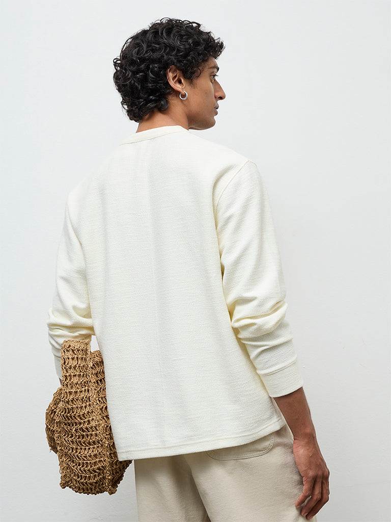 ETA Off-White Waffle-Textured Relaxed-Fit Cotton-Blend T-Shirt