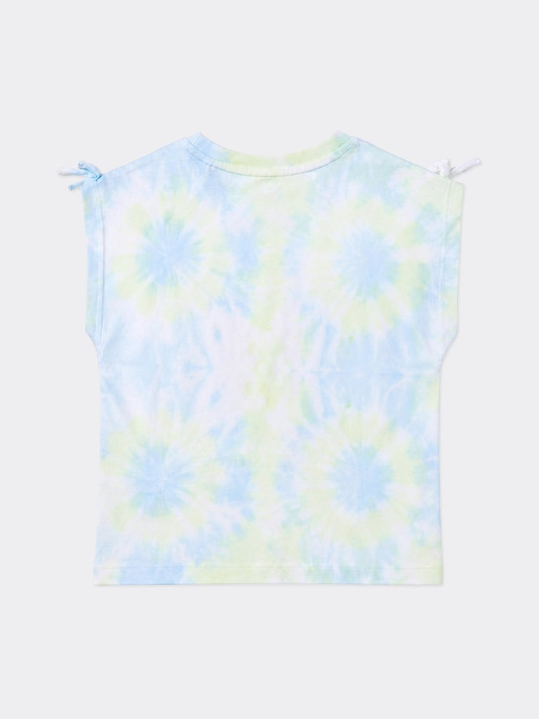 HOP Kids Girls Multicolour Tie-Dye Heart Applique Cotton Top