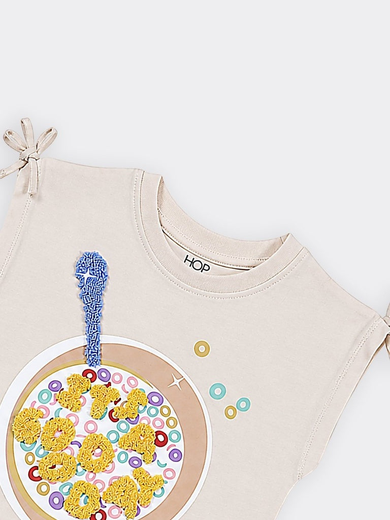HOP Kids Girls Stone Cereal Graphic Cotton Top