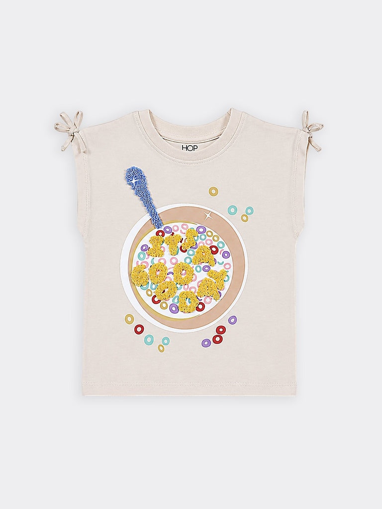 HOP Kids Girls Stone Cereal Graphic Cotton Top