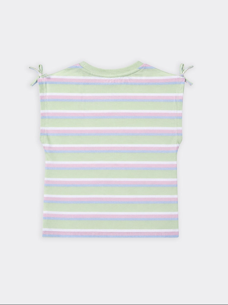 HOP Kids Girls Lime Striped Cotton Top