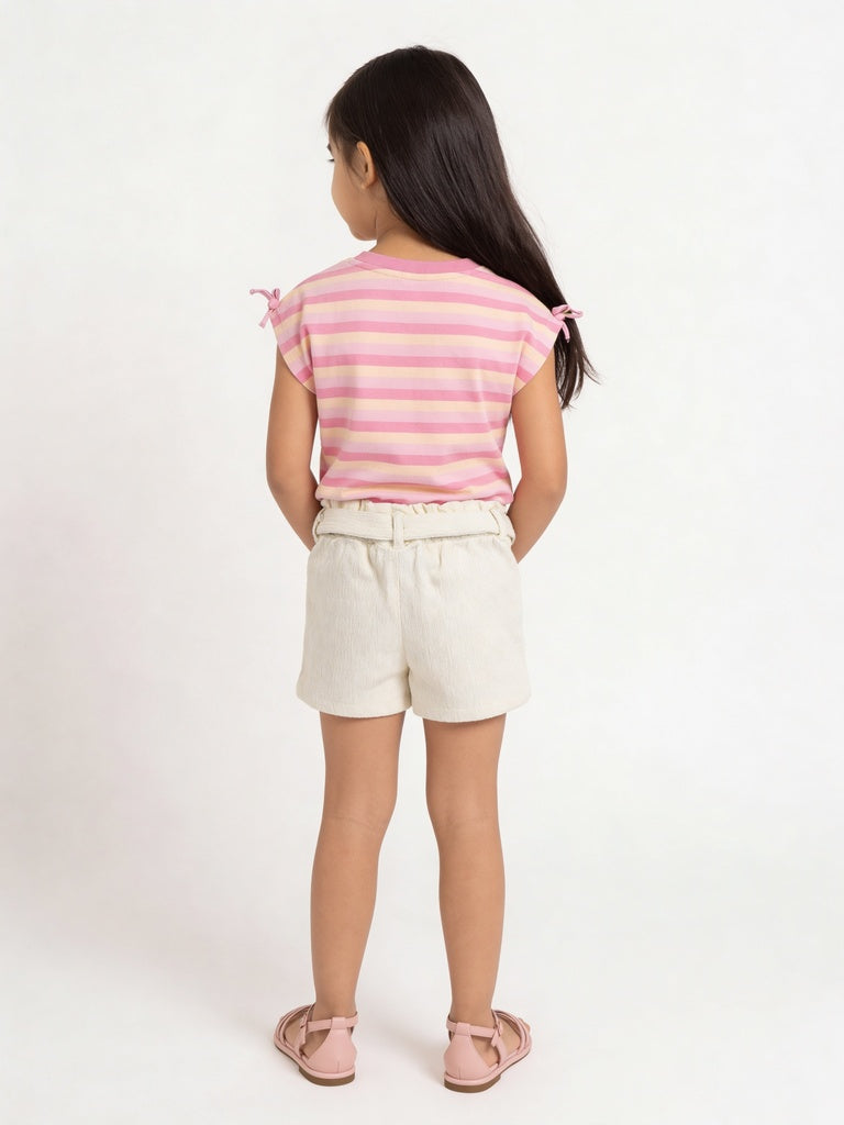 HOP Kids Girls Pink Striped Cotton Top