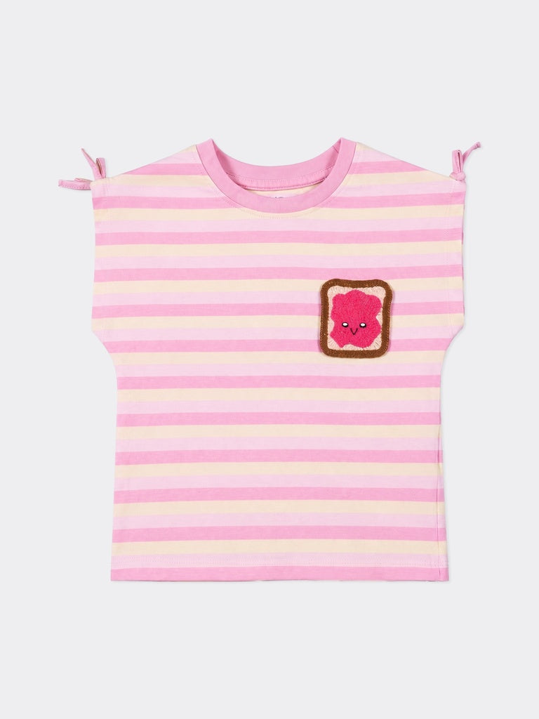 HOP Kids Girls Pink Striped Cotton Top
