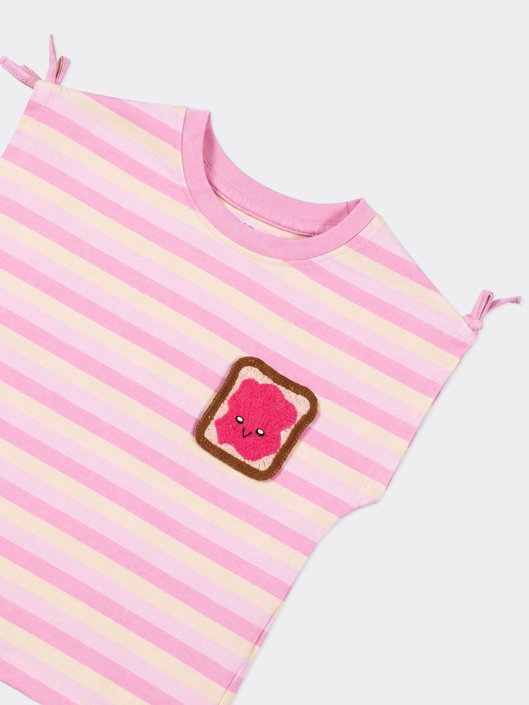 HOP Kids Girls Pink Striped Cotton Top