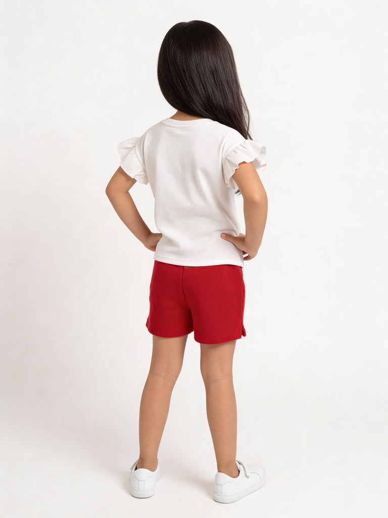 HOP Kids Girls White Embroidered Tie-Up Cotton Top