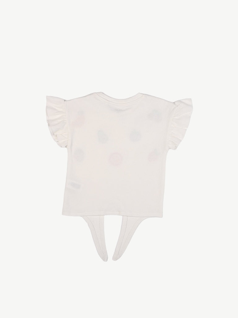 HOP Kids Girls White Embroidered Tie-Up Cotton Top