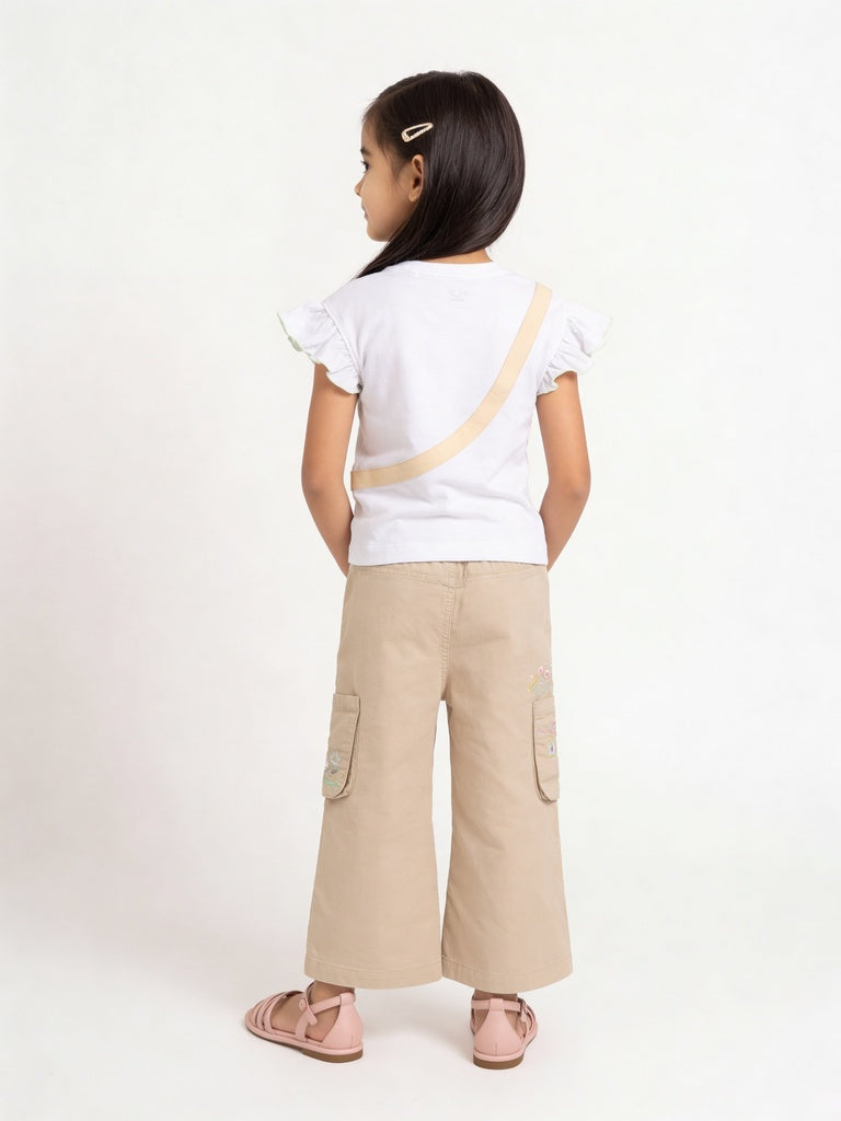 HOP Kids Girls White Cherry Gingham Bag Cotton T-Shirt